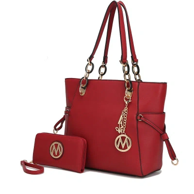 Mkf Collection By Mia K Xenia Circular Print Tote Bag With Wallet In Red