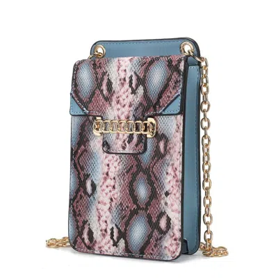 Mkf Collection By Mia K Yael Snake Embossed Vegan Leather Phone Crossbody Bag In Blue