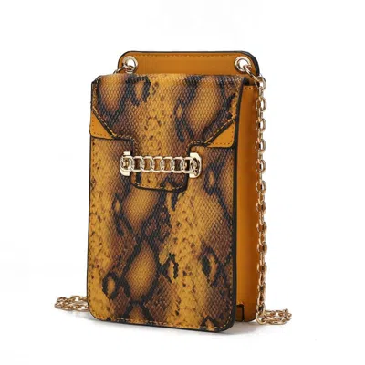 Mkf Collection By Mia K Yael Snake Embossed Vegan Leather Phone Crossbody Bag In Yellow