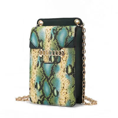 Mkf Collection By Mia K Yael Snake Embossed Vegan Leather Phone Crossbody In Green