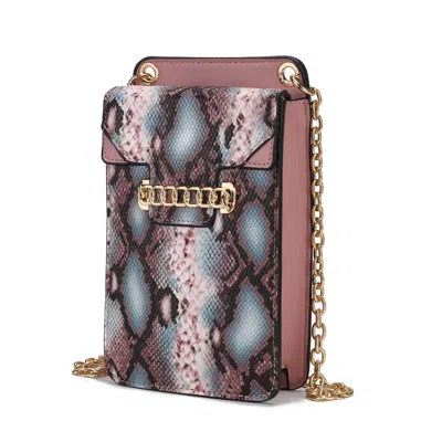 Mkf Collection By Mia K Yael Snake Embossed Vegan Leather Phone Crossbody In Pink