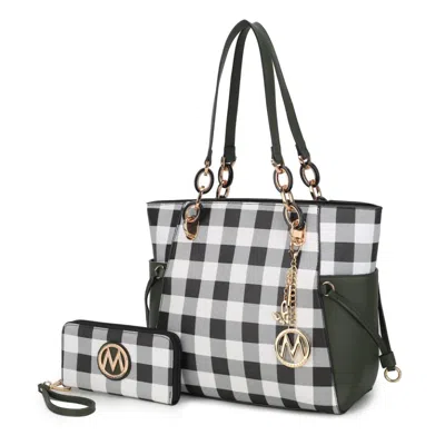 Mkf Collection By Mia K Yale Checkered Tote Handbag With Wallet In Multi