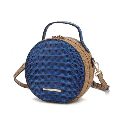 Mkf Collection By Mia K Ynnari Women Crossbody Croc-embossed Round Chic Handbag Top Handle In Blue