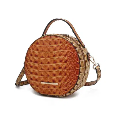 Mkf Collection By Mia K Ynnari Women Crossbody Croc-embossed Round Chic Handbag Top Handle In Orange