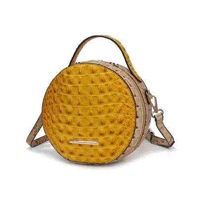 Mkf Collection By Mia K Ynnari Women Crossbody Croc-embossed Round Chic Handbag Top Handle In Yellow
