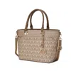 Mkf Collection By Mia K Yonah Tote Bag Signature Printed Women's Handbag Vegan Leather In Beige