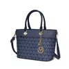 Mkf Collection By Mia K Yonah Tote Bag Signature Printed Women's Handbag Vegan Leather In Blue