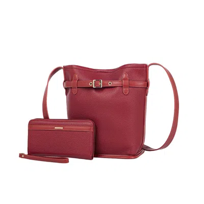 Mkf Collection By Mia K Zinnia Women's Bucket Bag With Wallet By Mia K In Burgundy