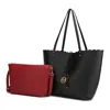 Mkf Collection By Mia K Amahia Vegan Leather Women's Reversible Shopper Tote Bag With Crossbody Pouch By Mia K In Black