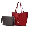 Mkf Collection By Mia K Amahia Vegan Leather Women's Reversible Shopper Tote Bag With Crossbody Pouch By Mia K In Red