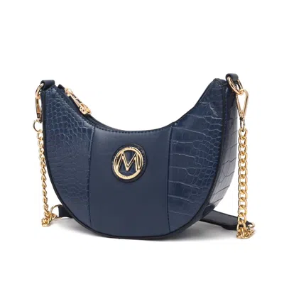 Mkf Collection By Mia K Amira Crocodile Embossed Vegan Leather Women's Shoulder Handbag By Mia K. In Blue