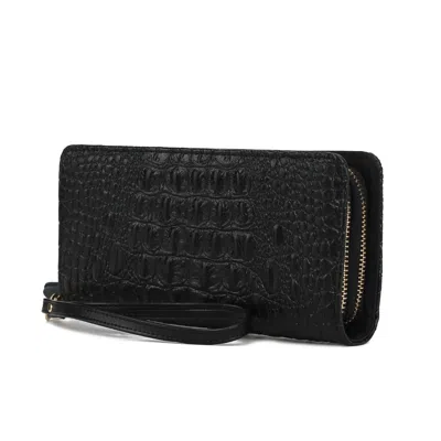 Mkf Collection By Mia K Eve Genuine Leather Crocodile-embossed Women's Wristlet Wallet By Mia K. In Black