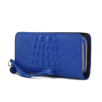 Mkf Collection By Mia K Eve Genuine Leather Crocodile-embossed Women's Wristlet Wallet By Mia K. In Blue