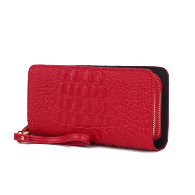 Mkf Collection By Mia K Eve Genuine Leather Crocodile-embossed Women's Wristlet Wallet By Mia K. In Red