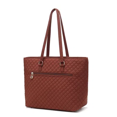Mkf Collection By Mia K Hallie Solid Quilted Cotton Women's Tote Bag By Mia K. In Brown