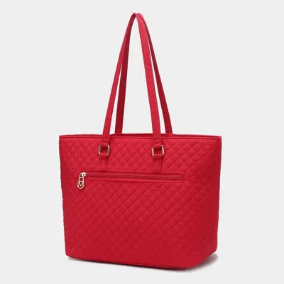 Mkf Collection By Mia K Hallie Solid Quilted Cotton Women's Tote Bag By Mia K. In Red