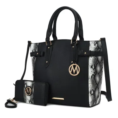 Mkf Collection By Mia K Joelle Faux-snake Embossed Women's Tote Bag With Matching Wallet By Mia K. In Black