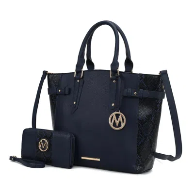 Mkf Collection By Mia K Joelle Faux-snake Embossed Women's Tote Bag With Matching Wallet By Mia K. In Blue
