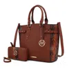 Mkf Collection By Mia K Joelle Faux-snake Embossed Women's Tote Bag With Matching Wallet By Mia K. In Green