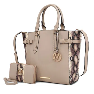 Mkf Collection By Mia K Joelle Faux-snake Embossed Women's Tote Bag With Matching Wallet By Mia K. In Grey