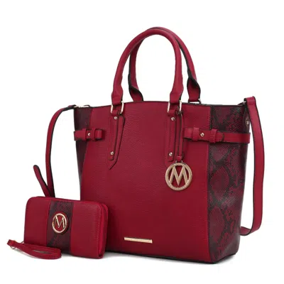 Mkf Collection By Mia K Joelle Faux-snake Embossed Women's Tote Bag With Matching Wallet By Mia K. In Pink
