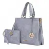 Mkf Collection Women's Beryl Snake Embossed Tote Bag With Wristlet In Grey In Purple