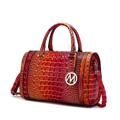 Mkf Collection Women's Eleanor Crocodile-embossed Satchel Bag In Coral In Pink