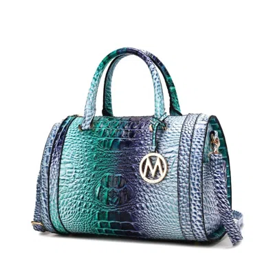 Mkf Collection Women's Eleanor Gradient Rainbow Crocodile-embossed Satchel In Turquoise In Blue