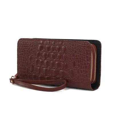 Mkf Collection Women's Eve Crocodile-embossed Wristlet Wallet In Coffee In Red
