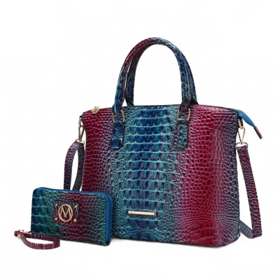 Mkf Collection Women's Frankie Gradient Rainbow Satchel With Wallet In Blue In Multi