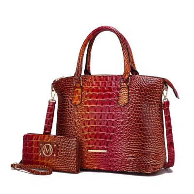 Mkf Collection Women's Frankie Gradient Rainbow Satchel With Wallet In Coral In Red