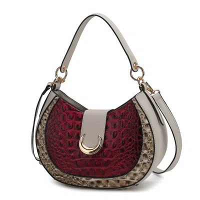 Mkf Collection Women's Jain Half Moon Croc-embossed Shoulder Bag In Fuchsia In Red