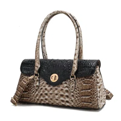 Mkf Collection Women's Liviana Croc-embossed Fine Hardware Shoulder Bag In Black In Brown
