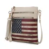 Mkf Genesis Printed Flag Vegan Leather Women's Crossbody Bag In Sand