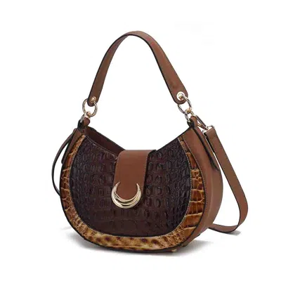 Mkf Jain Luxe Croc-embossed Shoulder Bag Spacious And Timeless In Brown