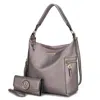 Mkf Ophelia Vegan Leather Women's Hobo Bag With Wallet - 2 Pieces In Silver