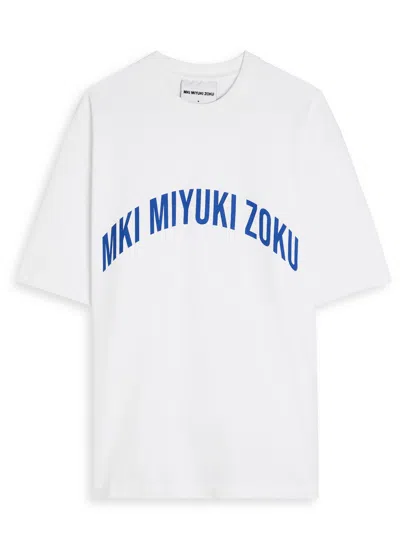 Mki Miyuki Zoku Arch Logo-print Cotton T-shirt In White