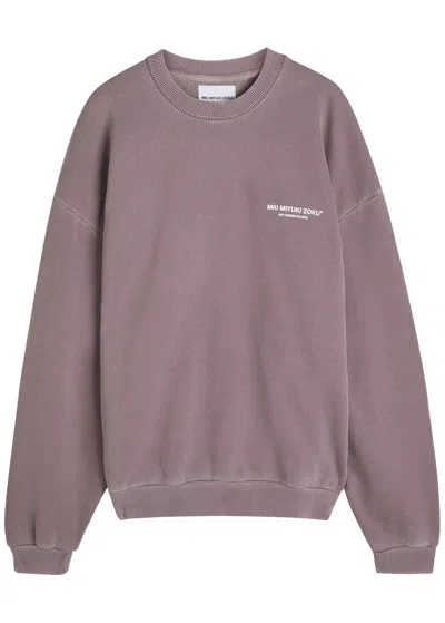 Mki Miyuki Zoku Design Studio Logo-print Cotton-blend Sweatshirt In Purple