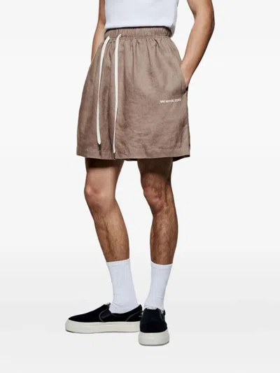 Mki Miyuki Zoku Drawstring Linen Shorts In Brown