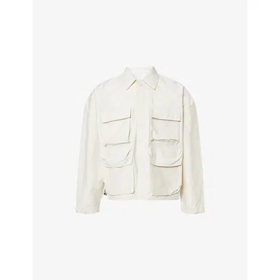 Mki Miyuki Zoku Ens Logo-embroidered Boxy-fit Cotton-blend Overshirt Bone Xxl In White