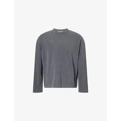 Mki Miyuki Zoku Ens Pigment Black Slub Long-sleeve Cotton T-shirt In Gray