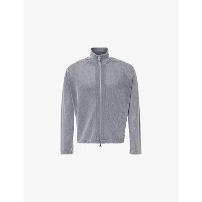 Mki Miyuki Zoku Ens Logo-embroidered Knitted Cotton Track Jacket Pigment Grey Xxl
