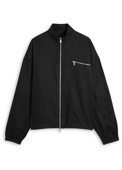 Mki Miyuki Zoku Linen Track Overshirt In Black