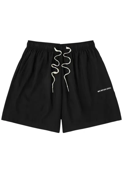 Mki Miyuki Zoku Logo-embroidered Shorts In Black