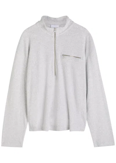 Mki Miyuki Zoku Logo-embroidered Terry Half-zip Sweatshirt In Gray