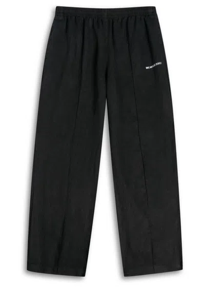 Mki Miyuki Zoku Logo Wide-leg Linen Trousers In Black