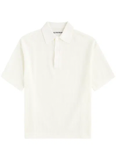 Mki Miyuki Zoku Open-knit Cotton Polo Shirt In Off White