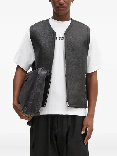 Mki Miyuki Zoku Textured Zip-front Gilet In Gray