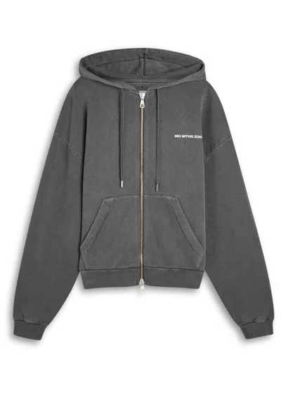 Mki Miyuki Zoku Uniform Logo Hooded Cotton-blend Sweatshirt In Gray