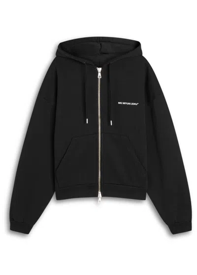 Mki Miyuki Zoku Uniform Logo Hooded Cotton-blend Sweatshirt In Black